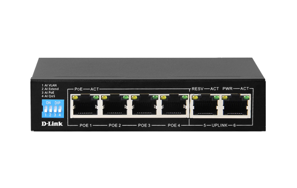 D-Link DGS-F1006P-E – 6-Port 4 PoE + 2 Uplink