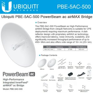 Ubiquiti PowerBeam AC PBE-5AC-500 5GHz 27dBi AirMax AC Bridge