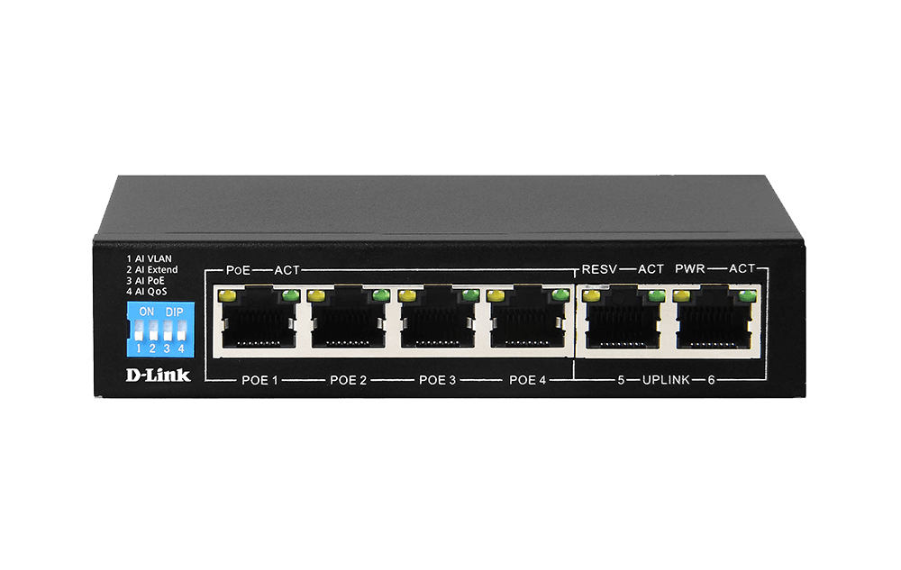 D-Link DGS-F1006P-E – 6-Port 4 PoE + 2 Uplink